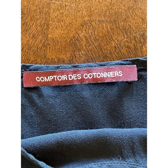 Comptoir Des Cotonniers Black Scoop Neck Mini Slip‎ Dress Size 4 - Picture 5 of 8